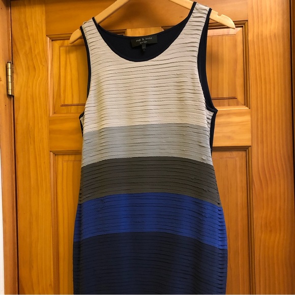 RAG & BONE Silk Layered Ruffle Color Block Dress - Blue / Gray - MEDIUM - Picture 3 of 9